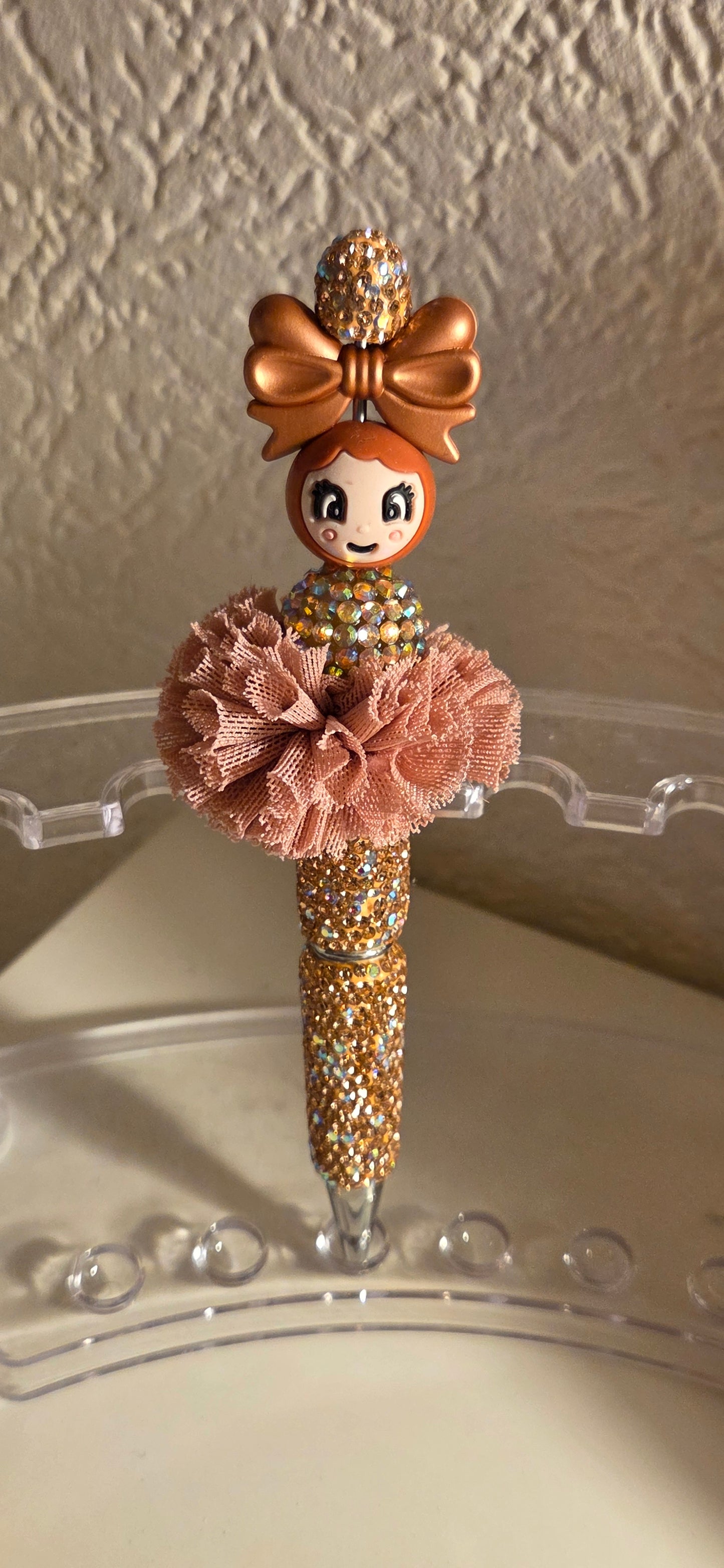 Pen glitter goud/oranje