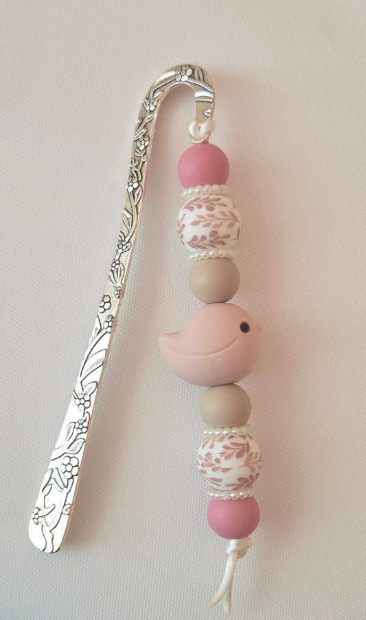 Boekenlegger roze vogel