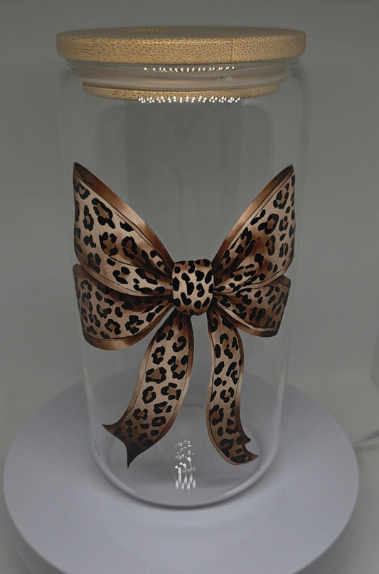 Glazen drinkbeker 500 ml panterstrik