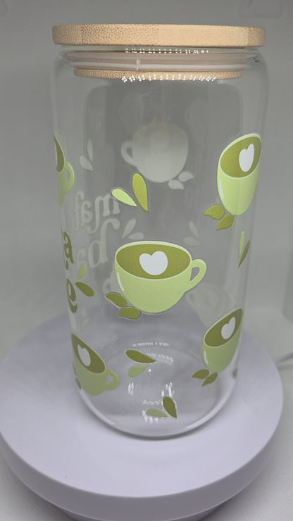 Glazen drinkbeker 500 ml Matcha babe