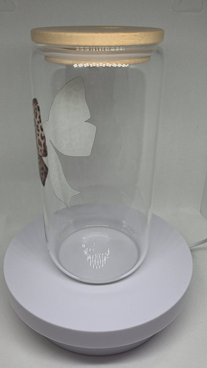 Glazen drinkbeker 500 ml panterstrik